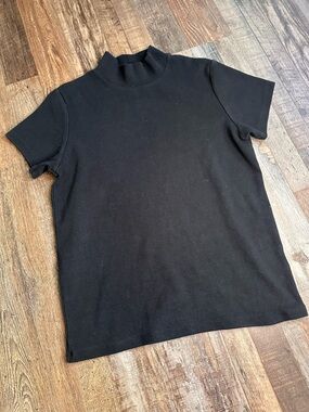 Agolde Classic Black Short-Sleeve Mock Neck Top